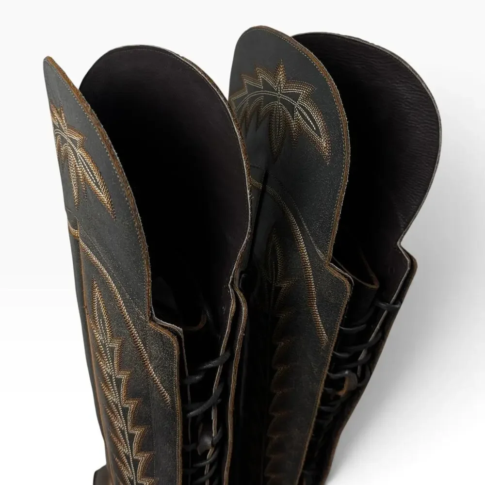 Lane Lexington OTK Womens 7.5 Over Knee Corset Western Cowboy Boots Leather